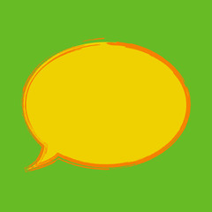 Bubble speech orange on green background | modern template concept | sign and symbol art