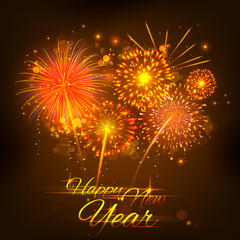 Happy New Year celebration abstract Starburst Seasons greetings background with firework