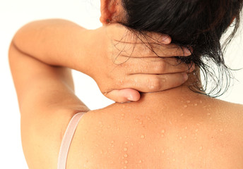 Sweat on body of woman ,exercise, Health Concept