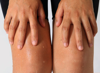 Sweat on body of woman ,exercise, Health Concept