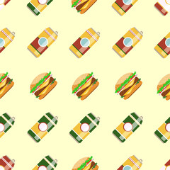  vector seamless fast food pattern. 