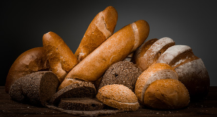 Fresh fragrant bread on the table. Food concept
