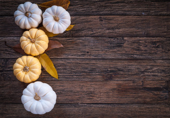 Pumpkin on wooden desk
