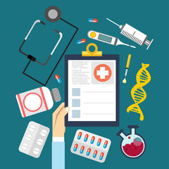 Medical flat vector background,health care,first aid.International health protection,insurance.