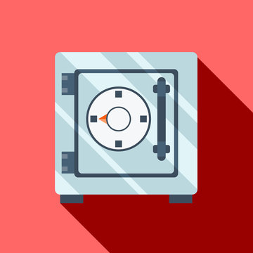 Metal bank safe vector icon in a flat style.