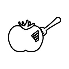 drawing tomato vegetable on fork icon vector illustration eps 10