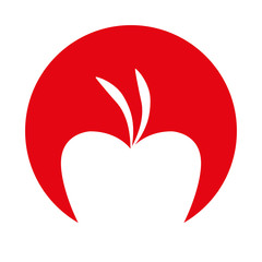 silhouette apple red circle background vector illustration eps 10