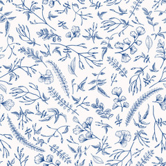 Floral seamless pattern with little plants.