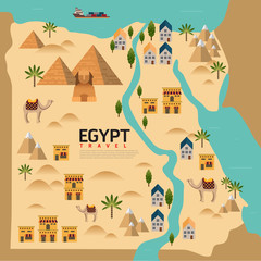 Design Egypt Travel and Landmark Concept.Vector