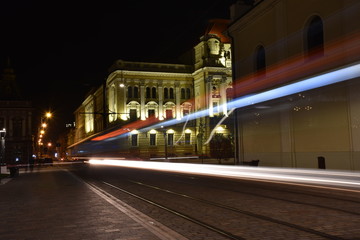 Fototapeta na wymiar a tram at night