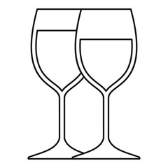 Wine glasses icon. Outline illustration of wine glasses vector icon for web