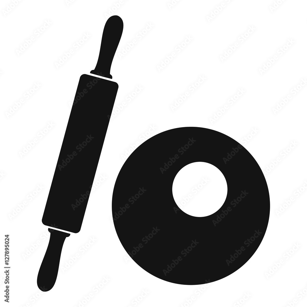 Aufkleber rolling pin and dough icon. simple illustration of rolling pin and dough vector icon for web