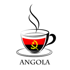 coffee logo made from the flag of Angola