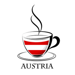 coffee logo made from the flag of Austria