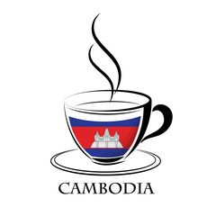 coffee logo made from the flag of Cambodia