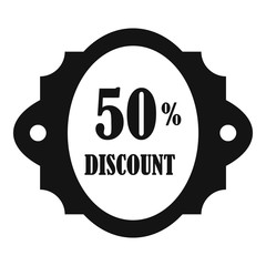 Sale label 50 percent off discount icon. Simple illustration of sale label 50 percent off discount vector icon for web