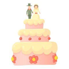 Wedding cake icon. Cartoon illustration of wedding cake vector icon for web