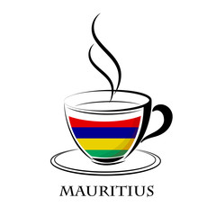 coffee logo made from the flag of Mauritius