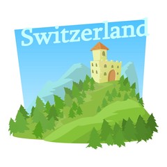 Fototapeta na wymiar Switzerland castle icon. Cartoon illustration of switzerland castle vector icon for web