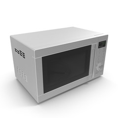 Microwave oven on white, modern design. 3D illustration