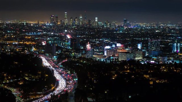 Los Angeles and Hollywood at Night Timelapse