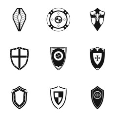 Protective shield icons set. Simple illustration of 9 protective shield vector icons for web