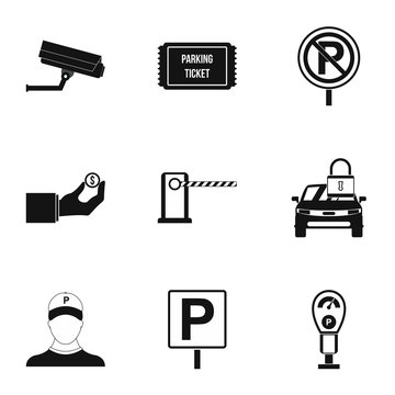 Parking transport icons set. Simple illustration of 9 parking transport vector icons for web