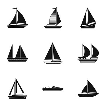 Maritime transport icons set. Simple illustration of 9 maritime transport vector icons for web