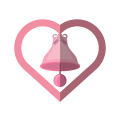 pink bell frame heart love with shadow vector illustration eps 10