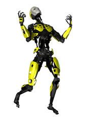 3D Rendering Robot on White