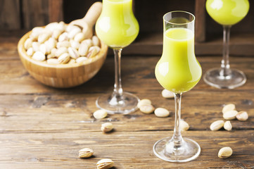 Italian traditional liquor with pistachio