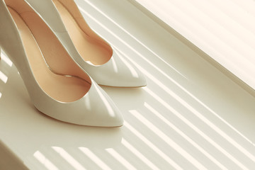 Beautiful white shoes from bride