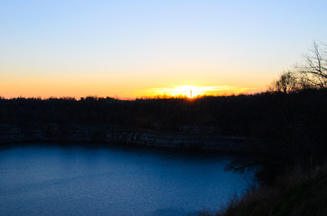 View on a lake in granite quarry