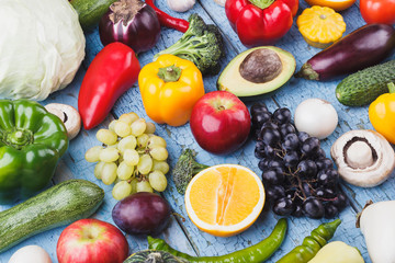 Set of vegetables on the wooden table
