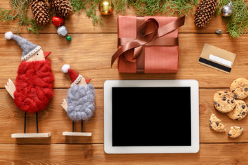 Fototapeta na wymiar Christmas online shopping background