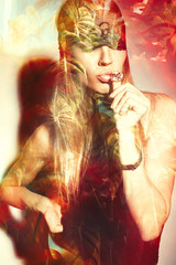 Naklejka premium attractive young woman composite photo