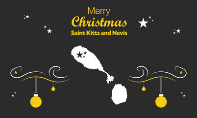 Merry Christmas illustration theme with map of Saint Kitts and Nevis