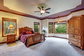 Master bedroom interior with antique furniture set