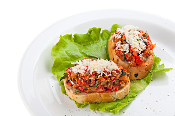 Bruschetta on the plate