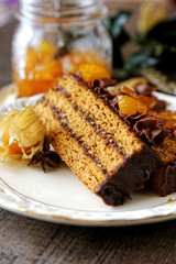 Traditional polish gingerbread layer cake with plum jam
