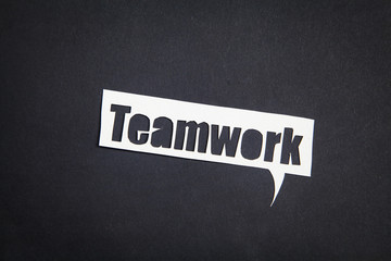 The word Teamwork in speech bubble