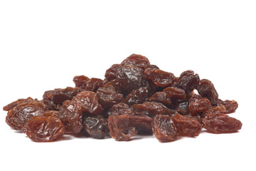 Dried raisins on a white background
