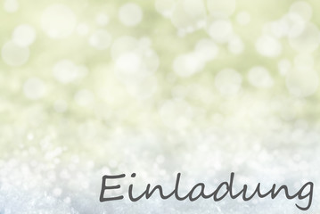 Golden Bokeh Christmas Background, Snow, Einladung Means Invitation