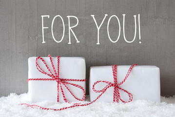 Two Gifts With Snow, Text For You - obrazy, fototapety, plakaty