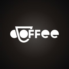 logo with cup and text coffee. Modern Icon for company brand. Vector Illustration.