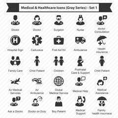 Medical & Healthcare Icons (Gray Series) - Set 1
