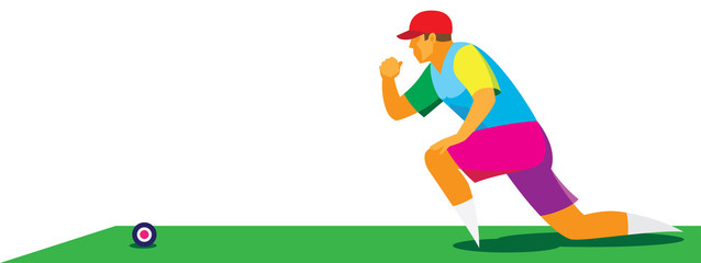 Player throws a ball in a traditional British game lawn bowls