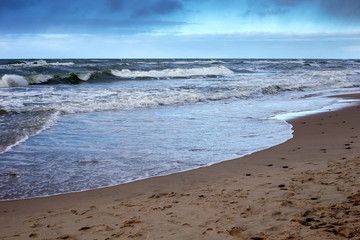 View of the Baltic Sea before the storm in the winter.