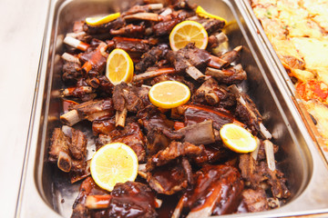 Appetizing roasted pork ribs