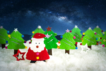 realistic origami, Christmas Santa and christmas tree with copy
